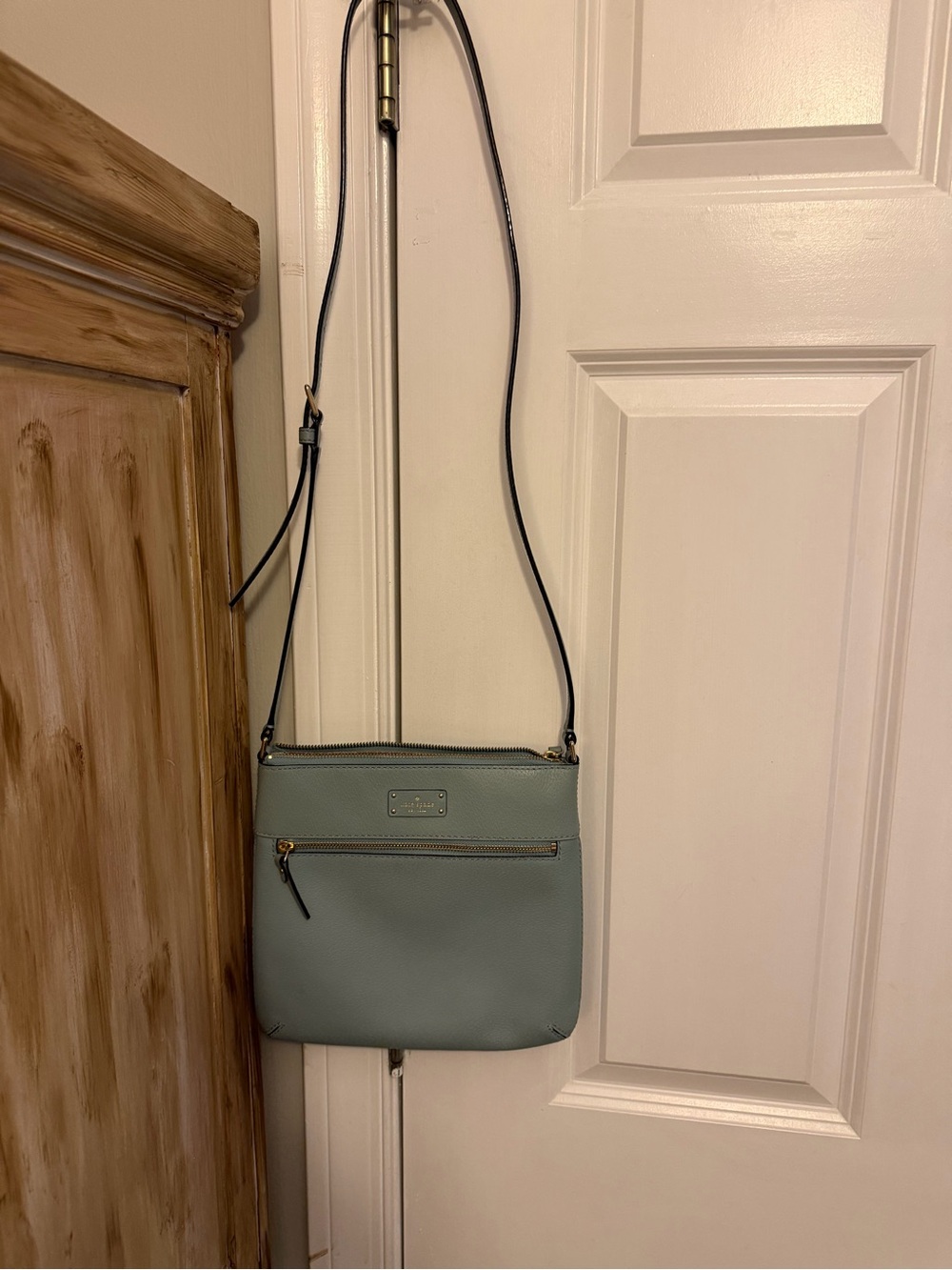 kate spade light Sea foam green leather crossbody bag